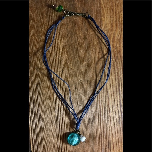 Blue and White Beaded Ladies Beach Necklace, Handmade Ladies Beaded Necklace - Picture 5 of 5